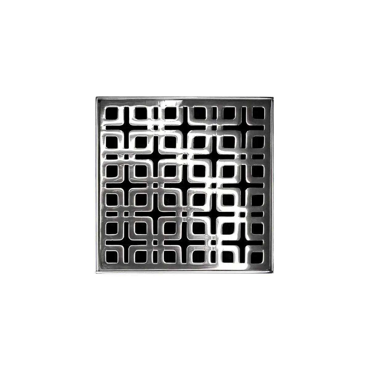 Infinity Drain 4" x 4" KDB 4 Complete Kit with Link Pattern Decorative Plate with PVC Bonded Flange Drain Body, 2", 3" and 4" Outlet by Infinity Drain