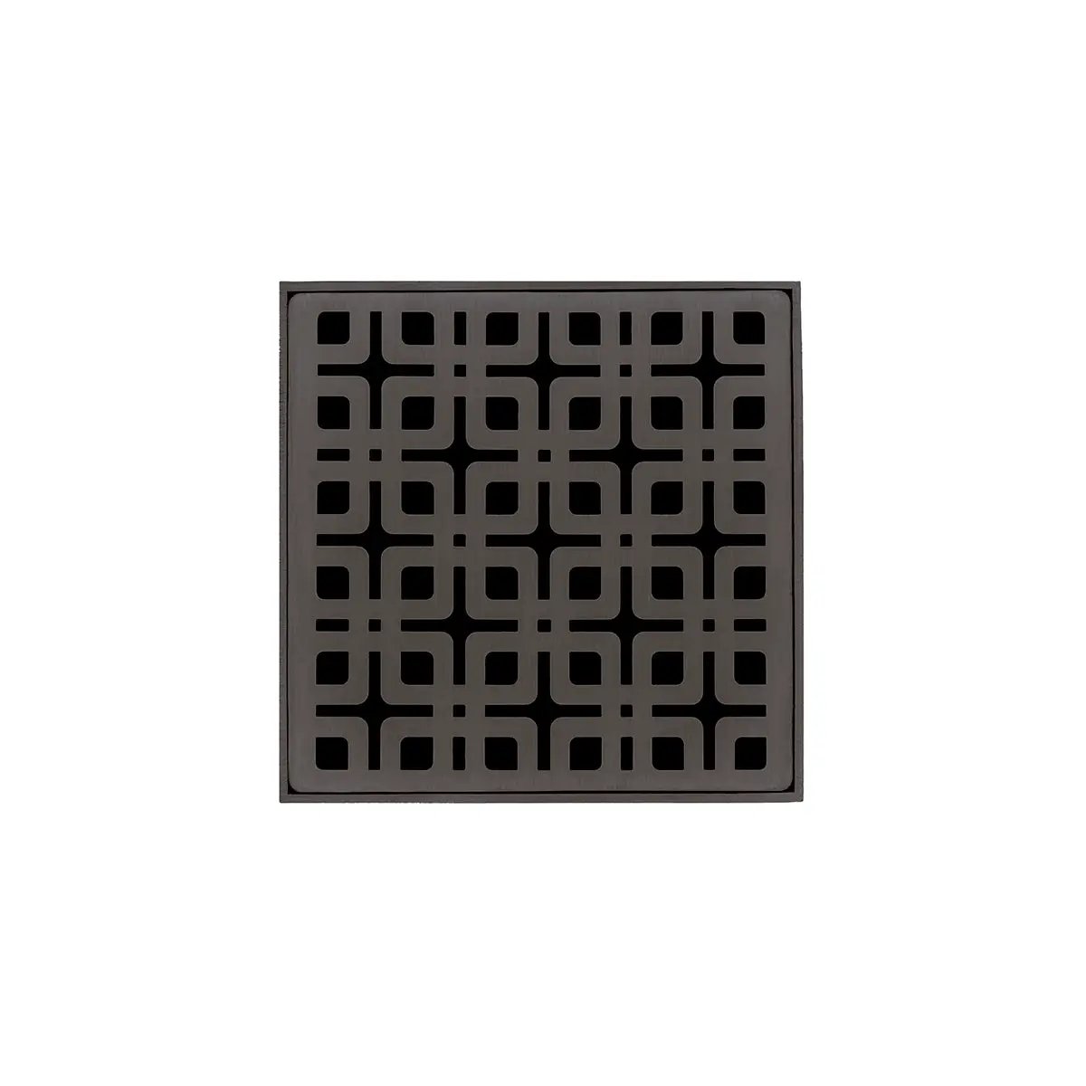 Infinity Drain 4" x 4" KDB 4 Complete Kit with Link Pattern Decorative Plate with Stainless Steel Bonded Flange Drain Body, 2" No Hub Outlet by Infinity Drain