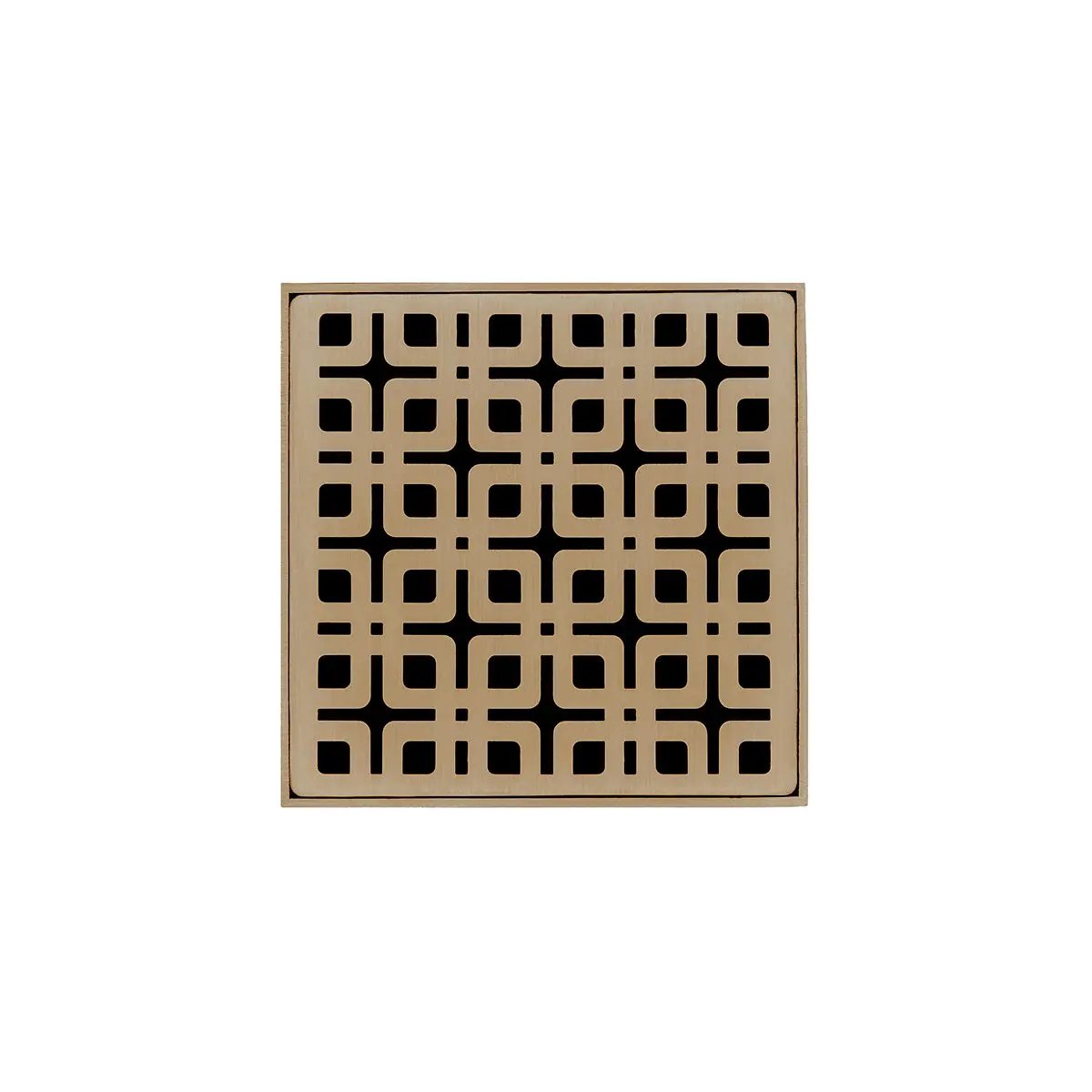 Infinity Drain 4" x 4" KDB 4 Complete Kit with Link Pattern Decorative Plate with Stainless Steel Bonded Flange Drain Body, 2" No Hub Outlet by Infinity Drain