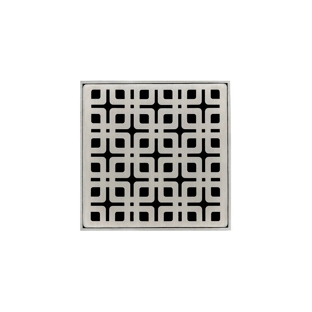 Infinity Drain 4" x 4" KDB 4 Complete Kit with Link Pattern Decorative Plate with Stainless Steel Bonded Flange Drain Body, 2" No Hub Outlet by Infinity Drain