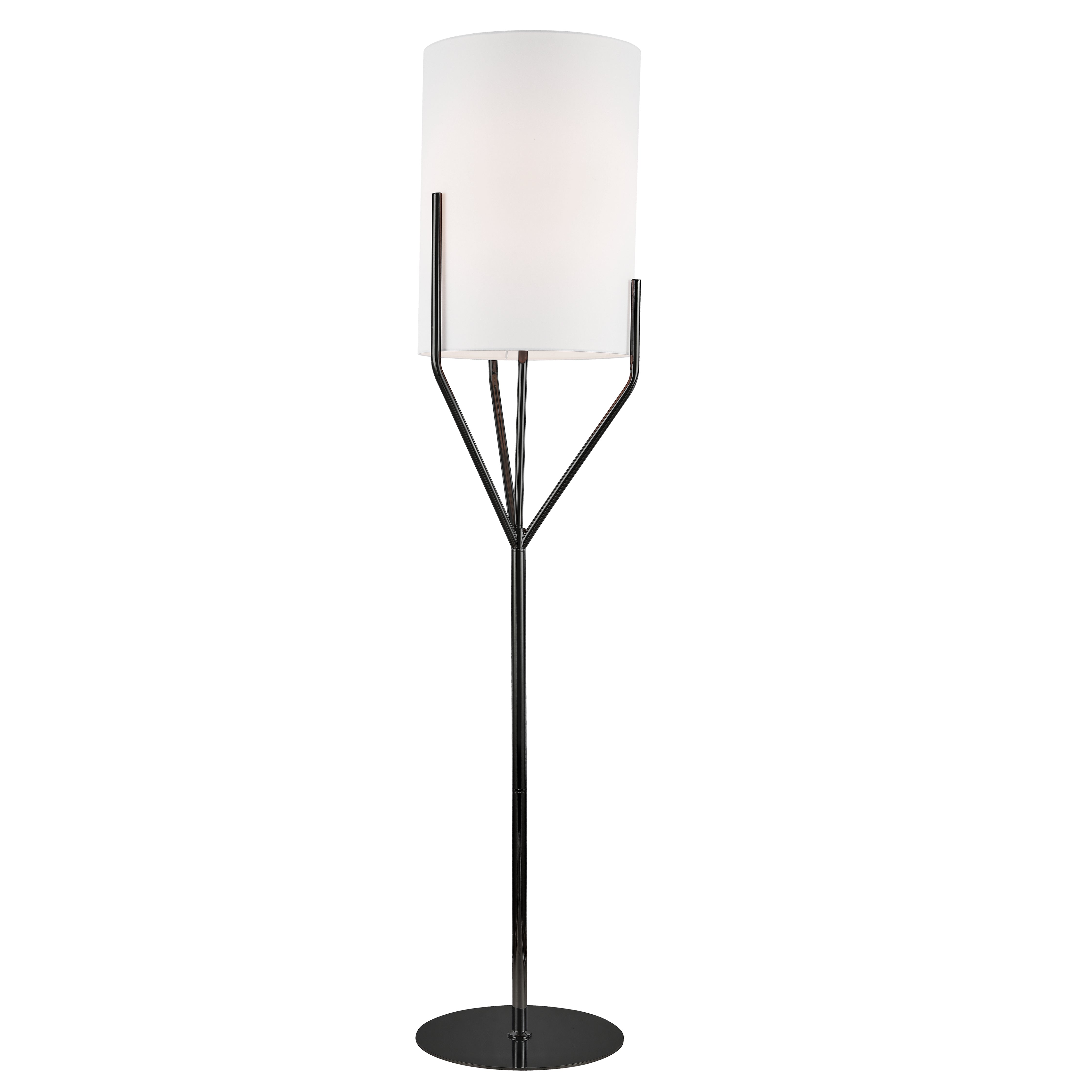matte black with white shade floor lamp