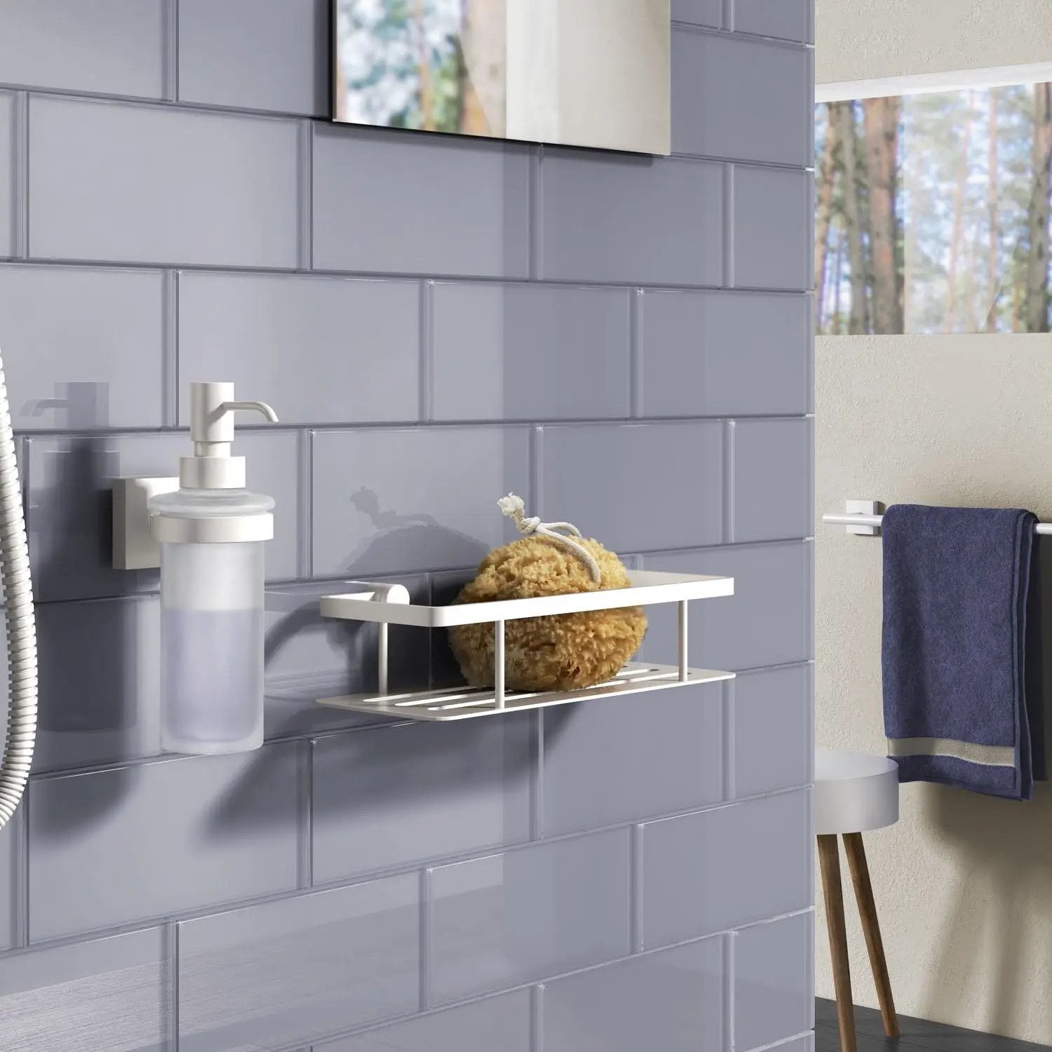 White shower basket