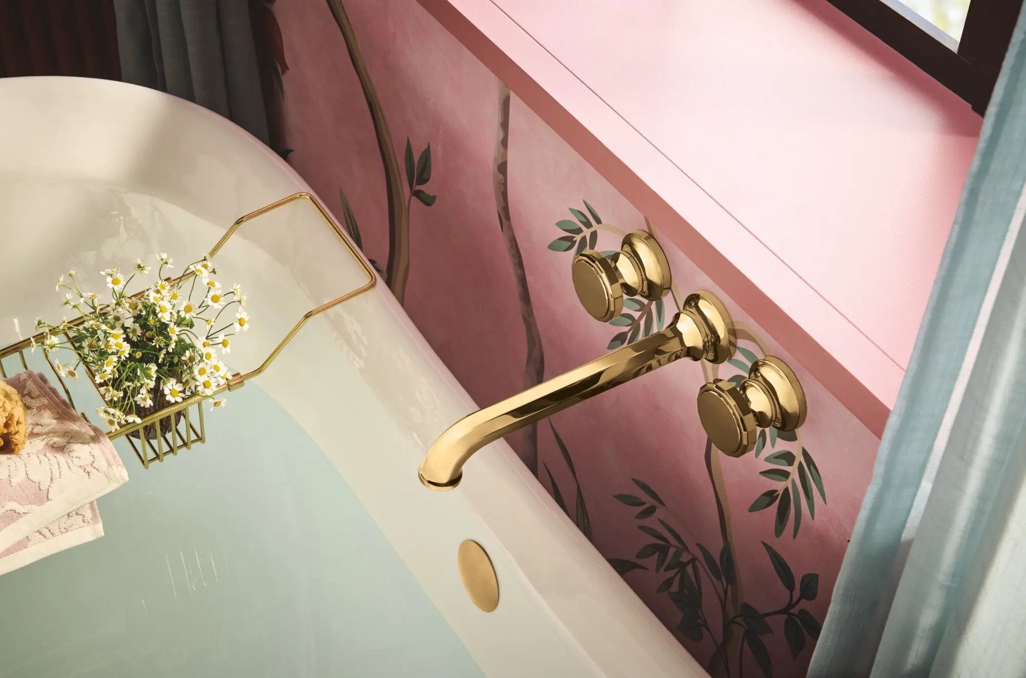 polished gold tub filler