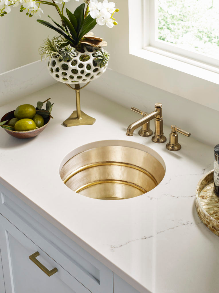 satin brass and burnished nickel smooth sink