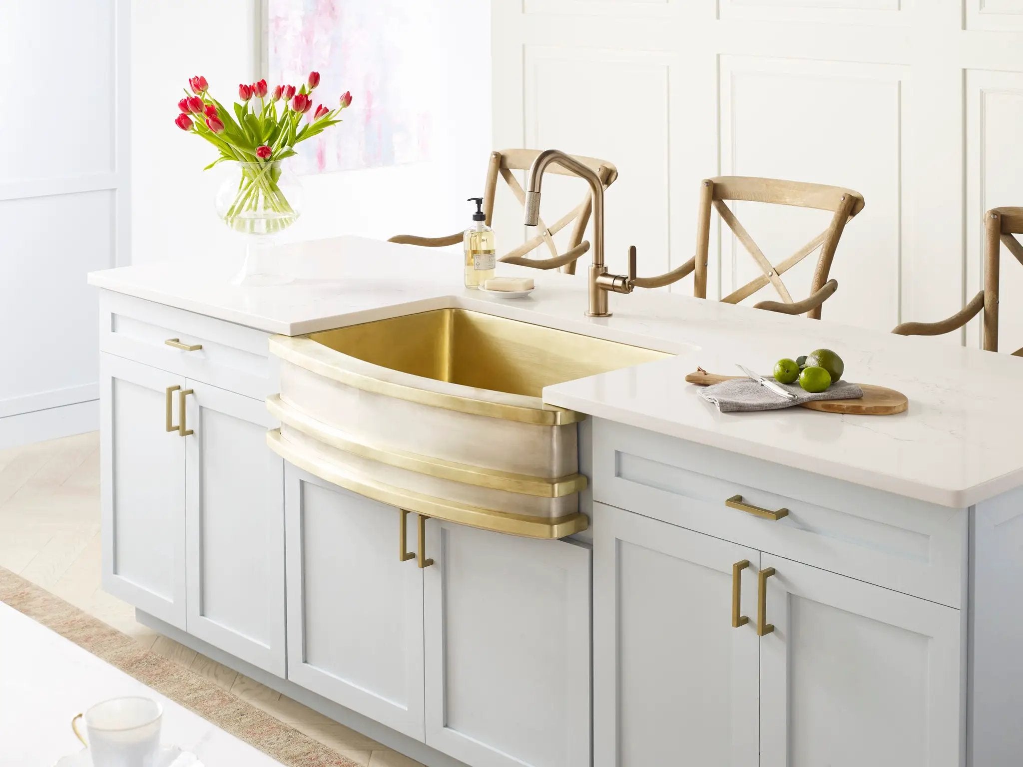 satin brass and burnished nickel smooth sink