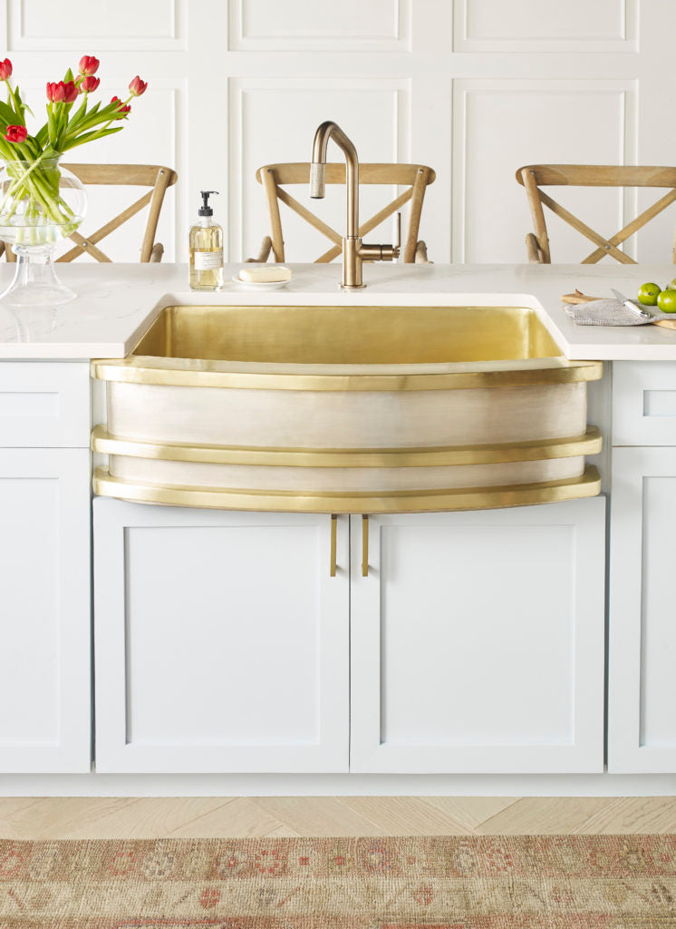 satin brass and burnished nickel smooth sink