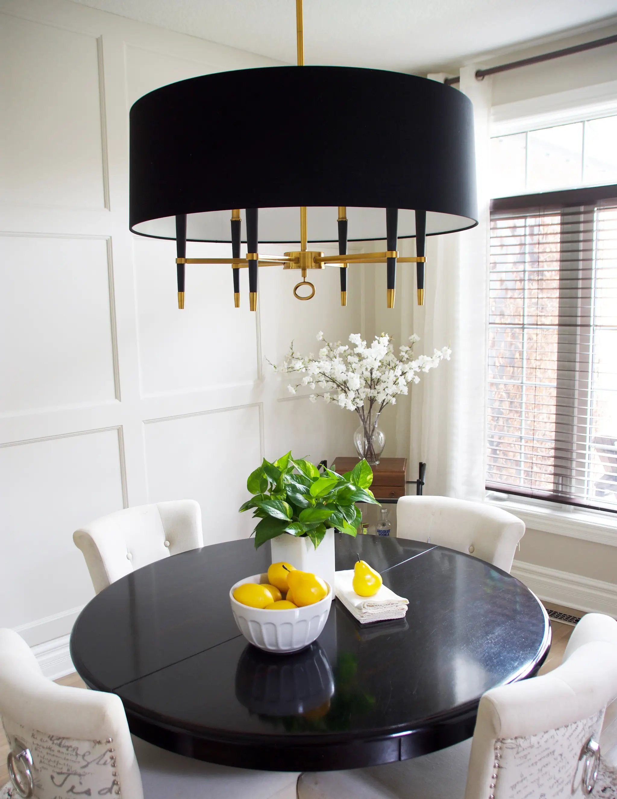 vintage bronze with black shade chandeliers