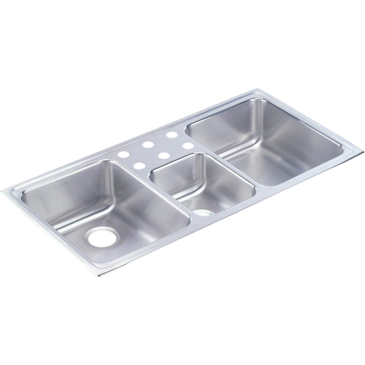 Elkay Lustertone Classic 43" x 22" x 7-7/8" 6-Hole Triple Bowl Drop-in Sink by Elkay