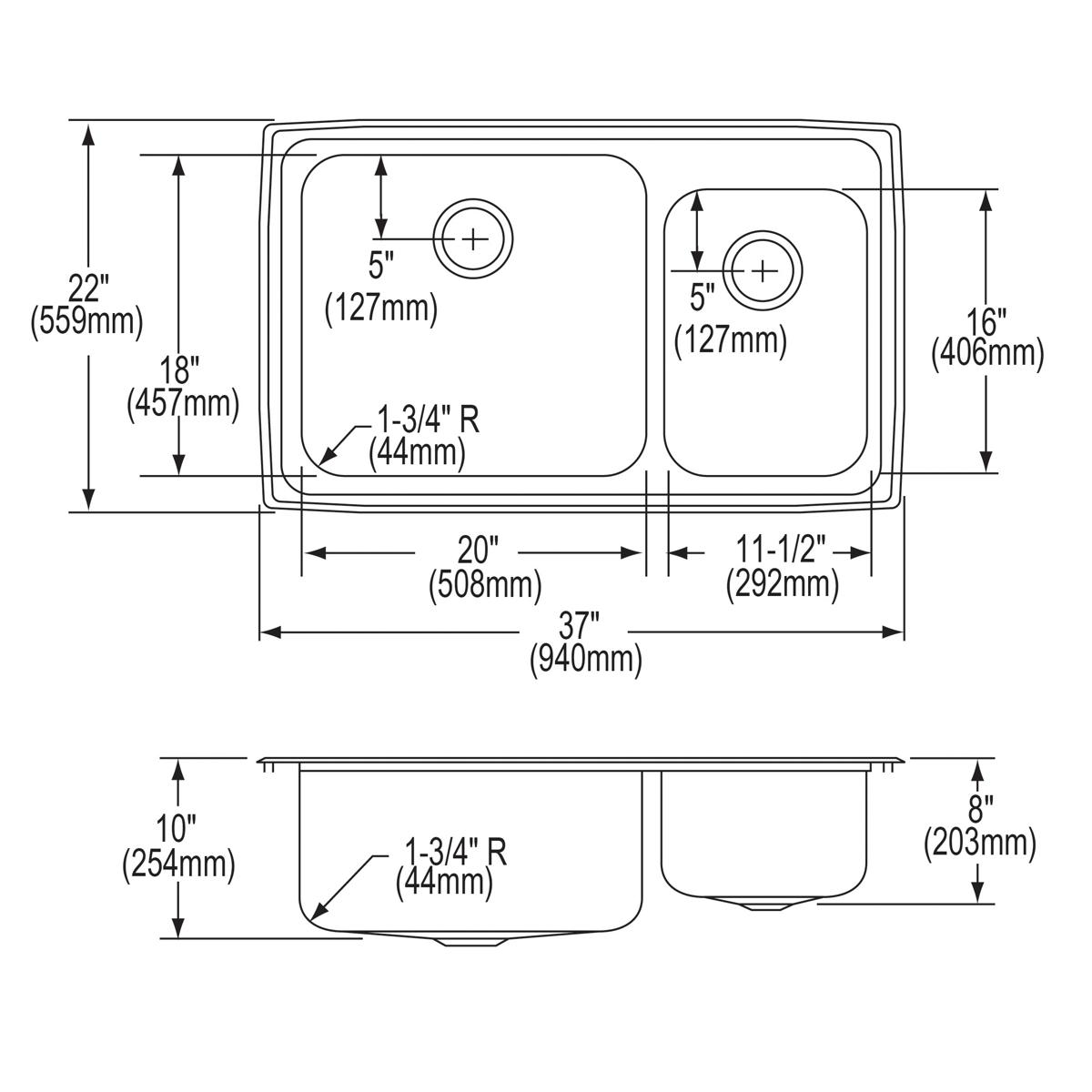 lustrous satin double bowl drop-in sink