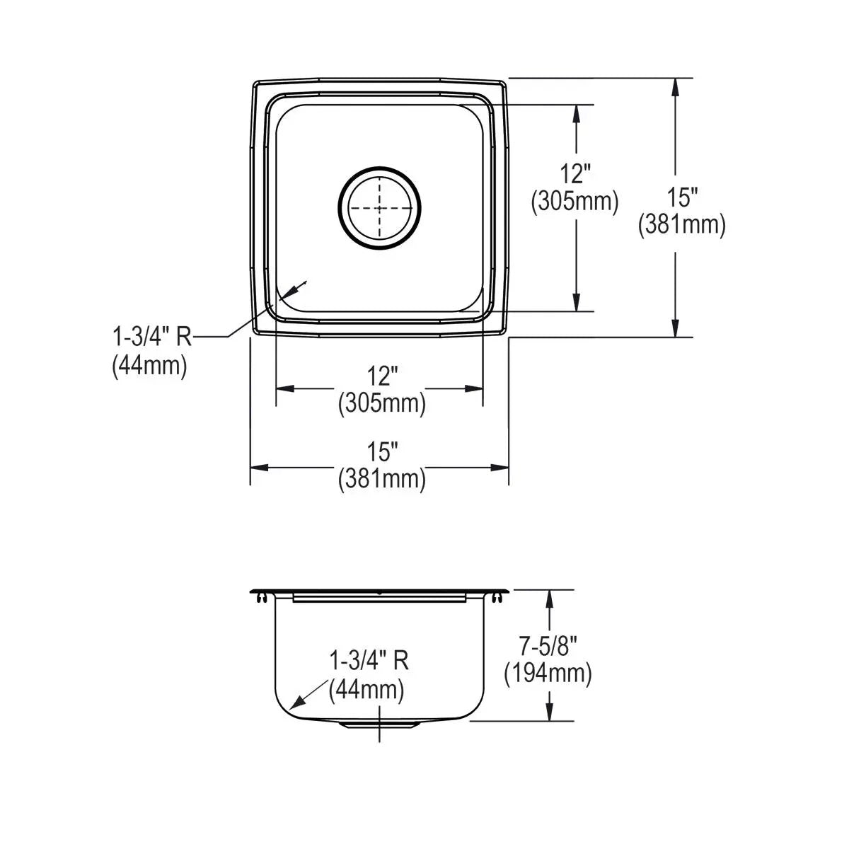 lustrous satin single bowl drop-in bar sink