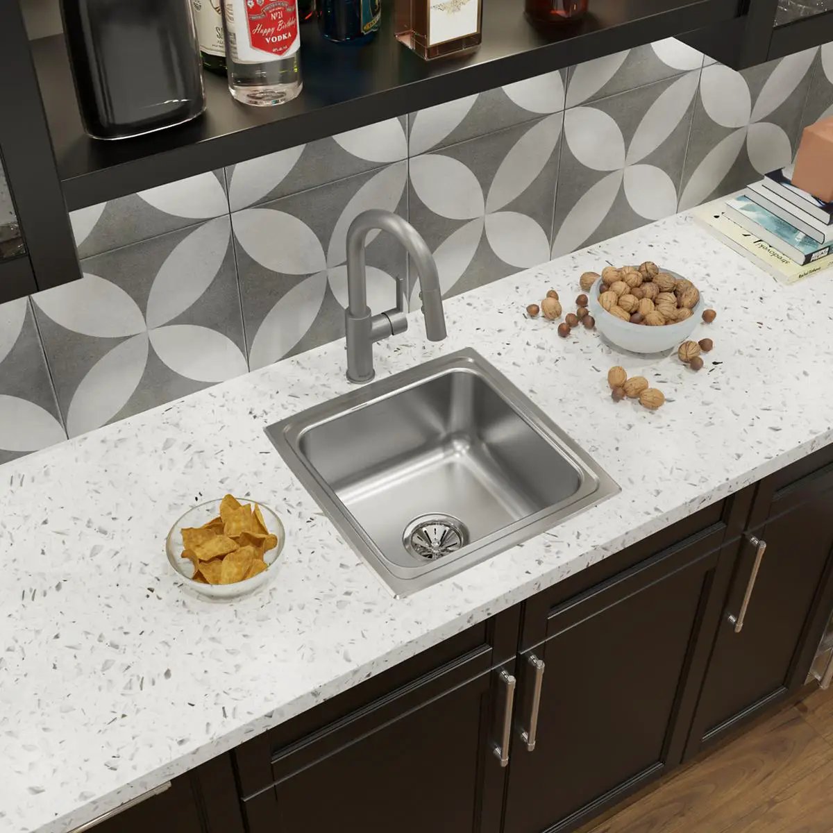 lustrous satin single bowl drop-in sink