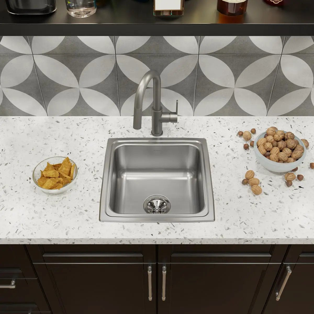 lustrous satin single bowl drop-in sink