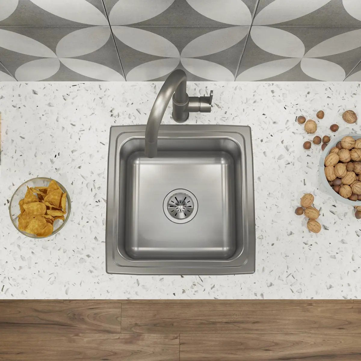 lustrous satin single bowl drop-in sink