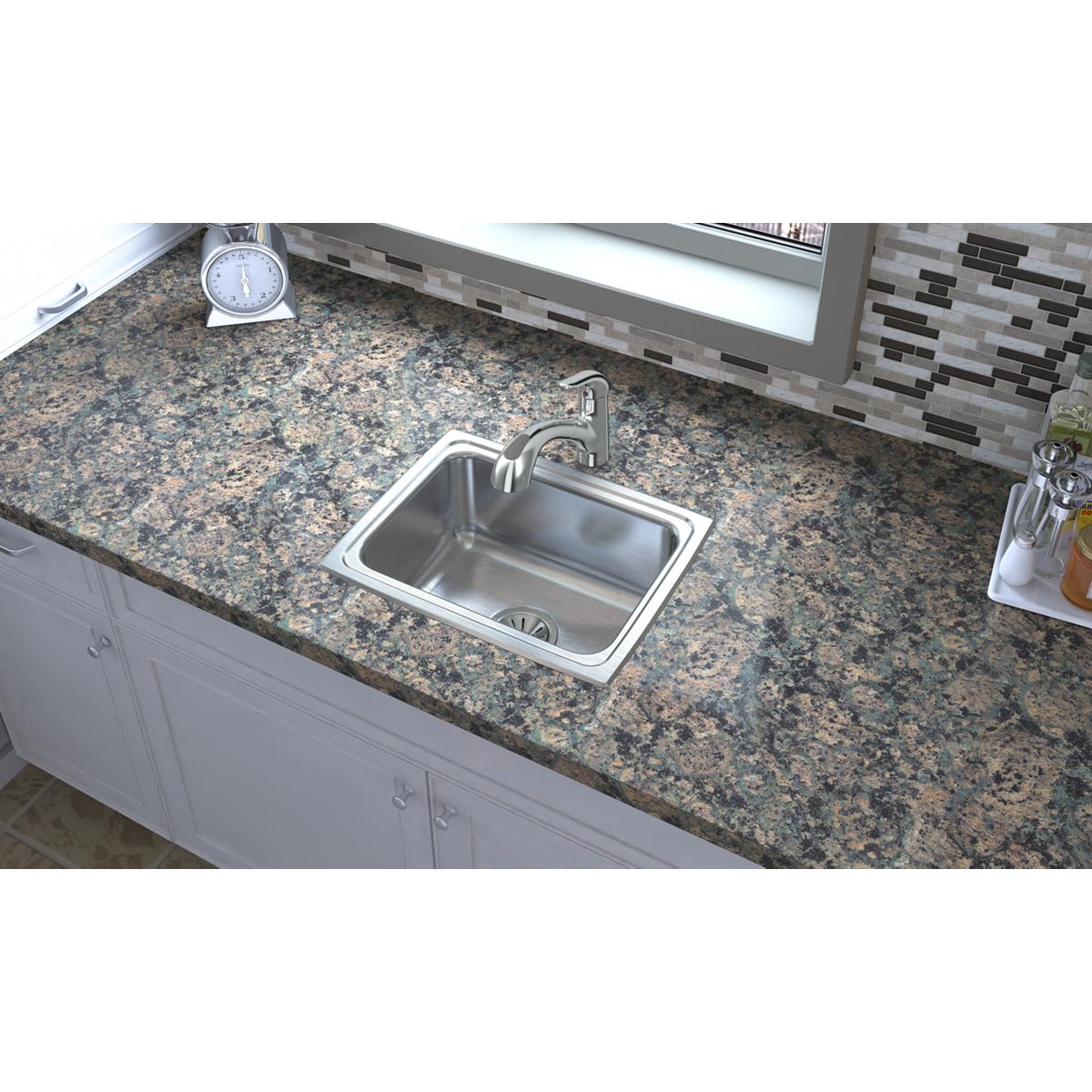 lustrous satin single bowl drop-in sink
