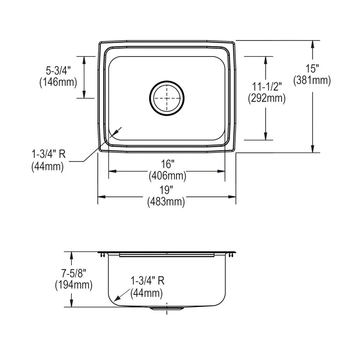 lustrous satin single bowl drop-in sink