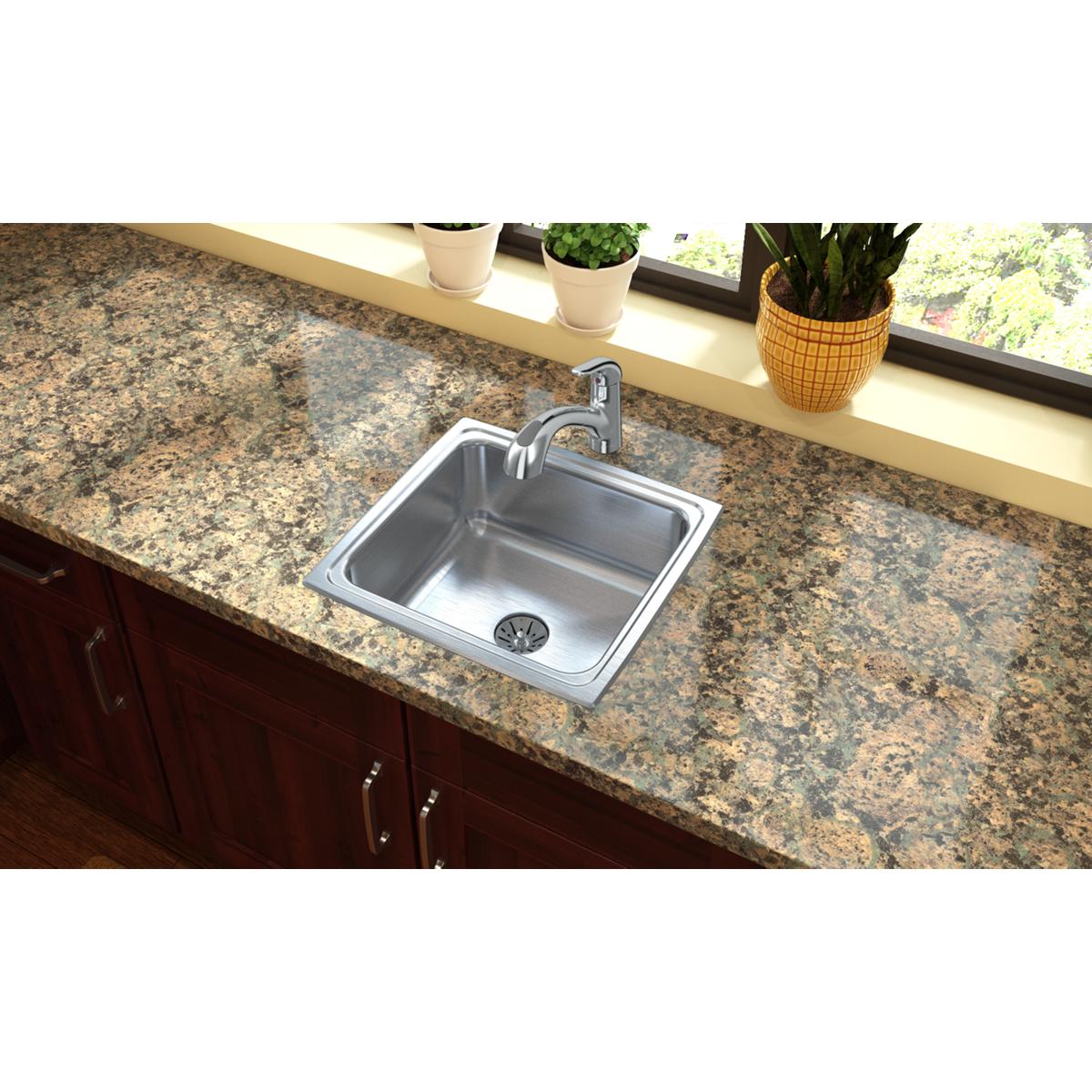 lustrous satin single bowl drop-in sink