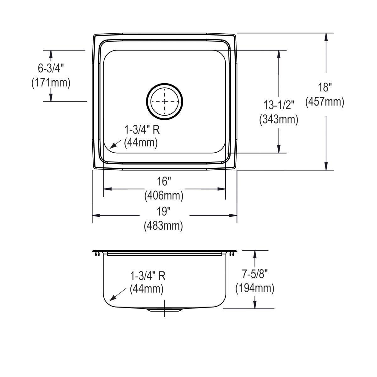 lustrous satin single bowl drop-in sink