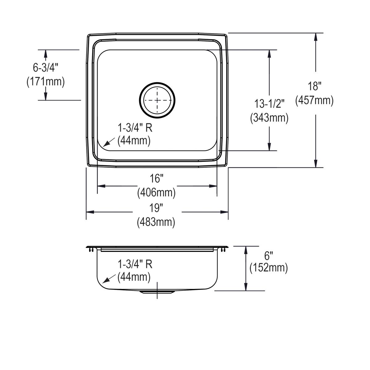 lustrous satin single bowl drop-in bar ada sink