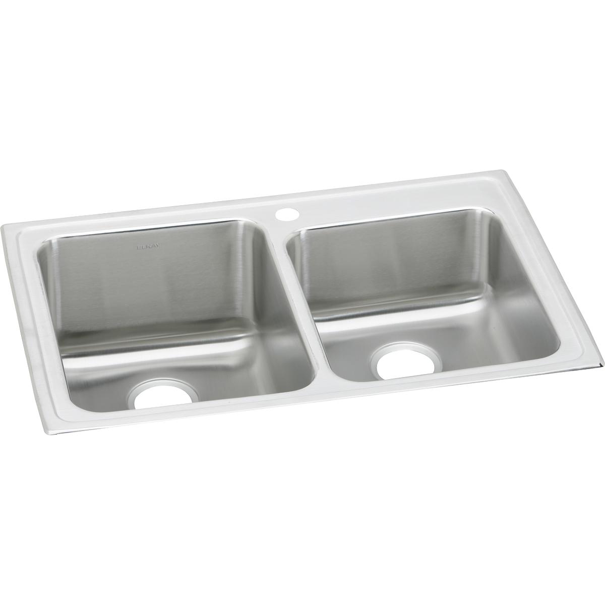 lustrous satin double bowl drop-in sink