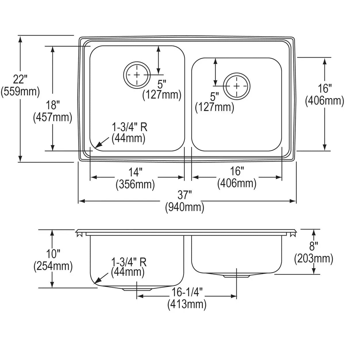 lustrous satin double bowl drop-in sink