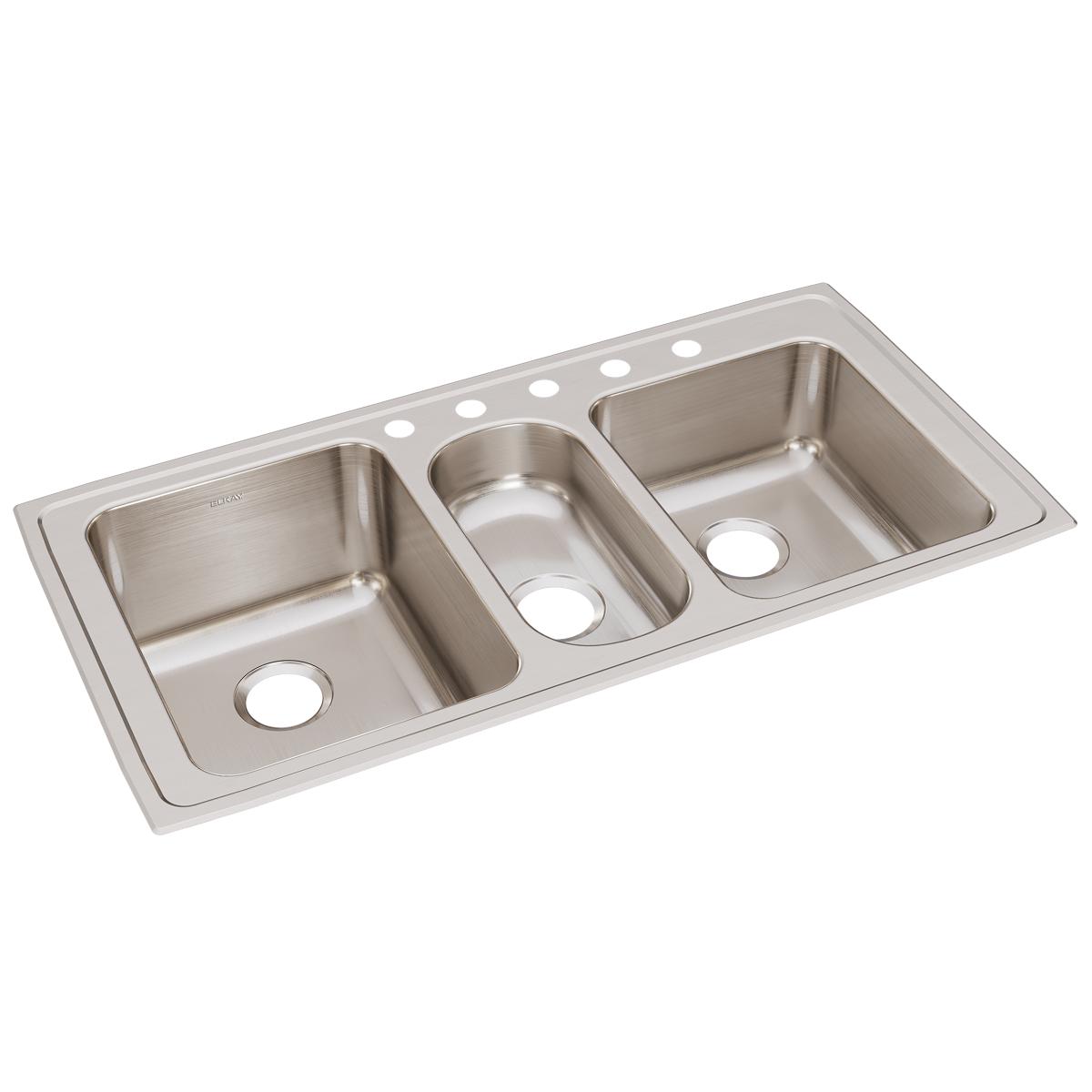 Elkay Lustertone Classic 43" x 22" x 10" Triple Bowl Drop-in Sink