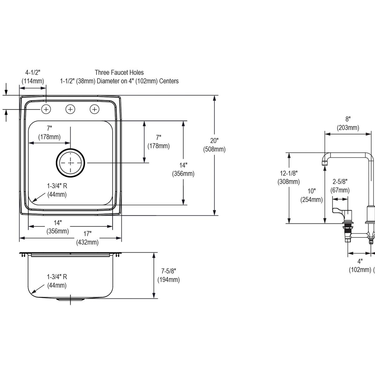 lustrous satin single bowl drop-in bathroom sink