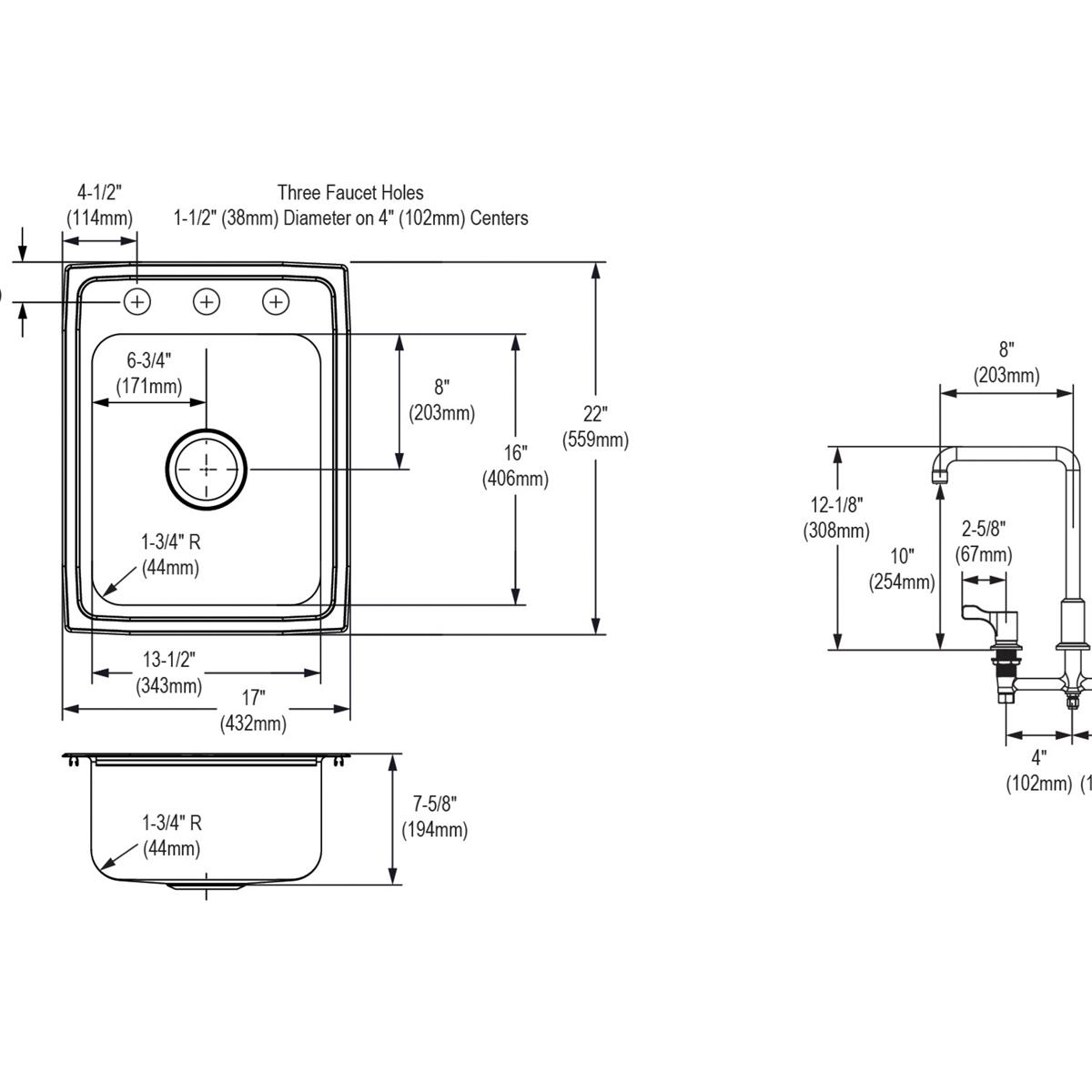 lustrous satin single bowl drop-in bathroom sink