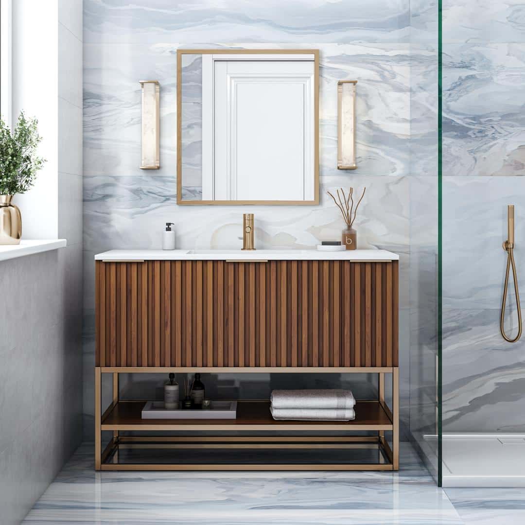 white quartz vanity