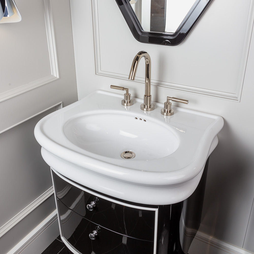 black (white trim) vanity
