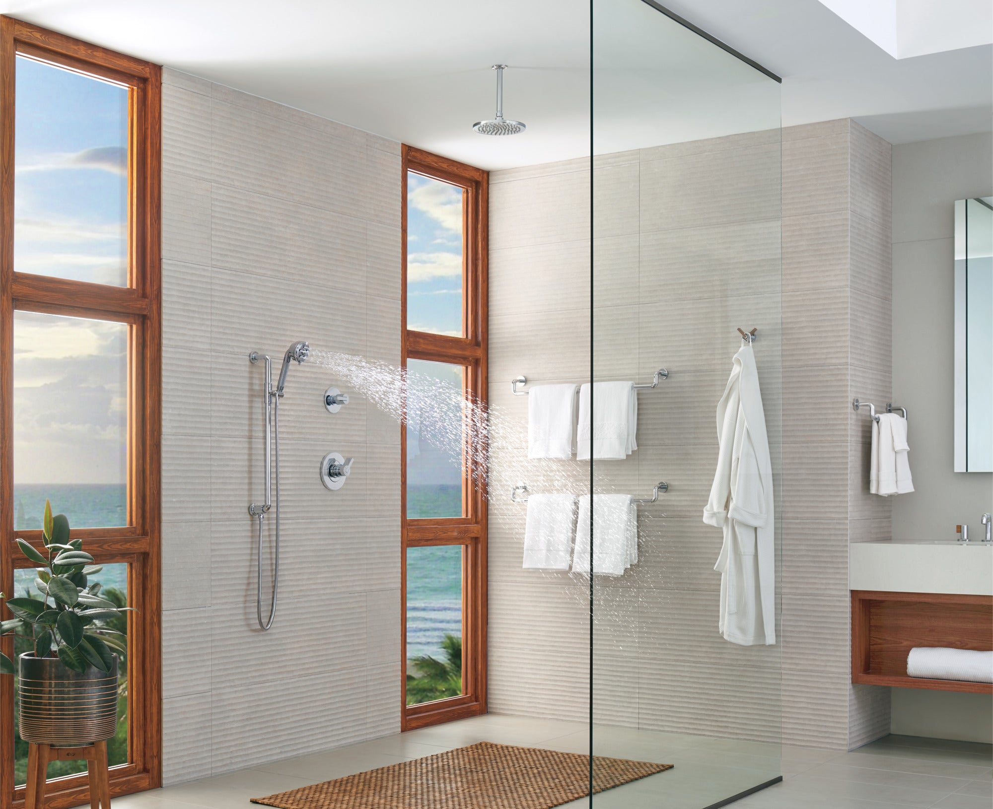 polished chrome / teak wood handle kit