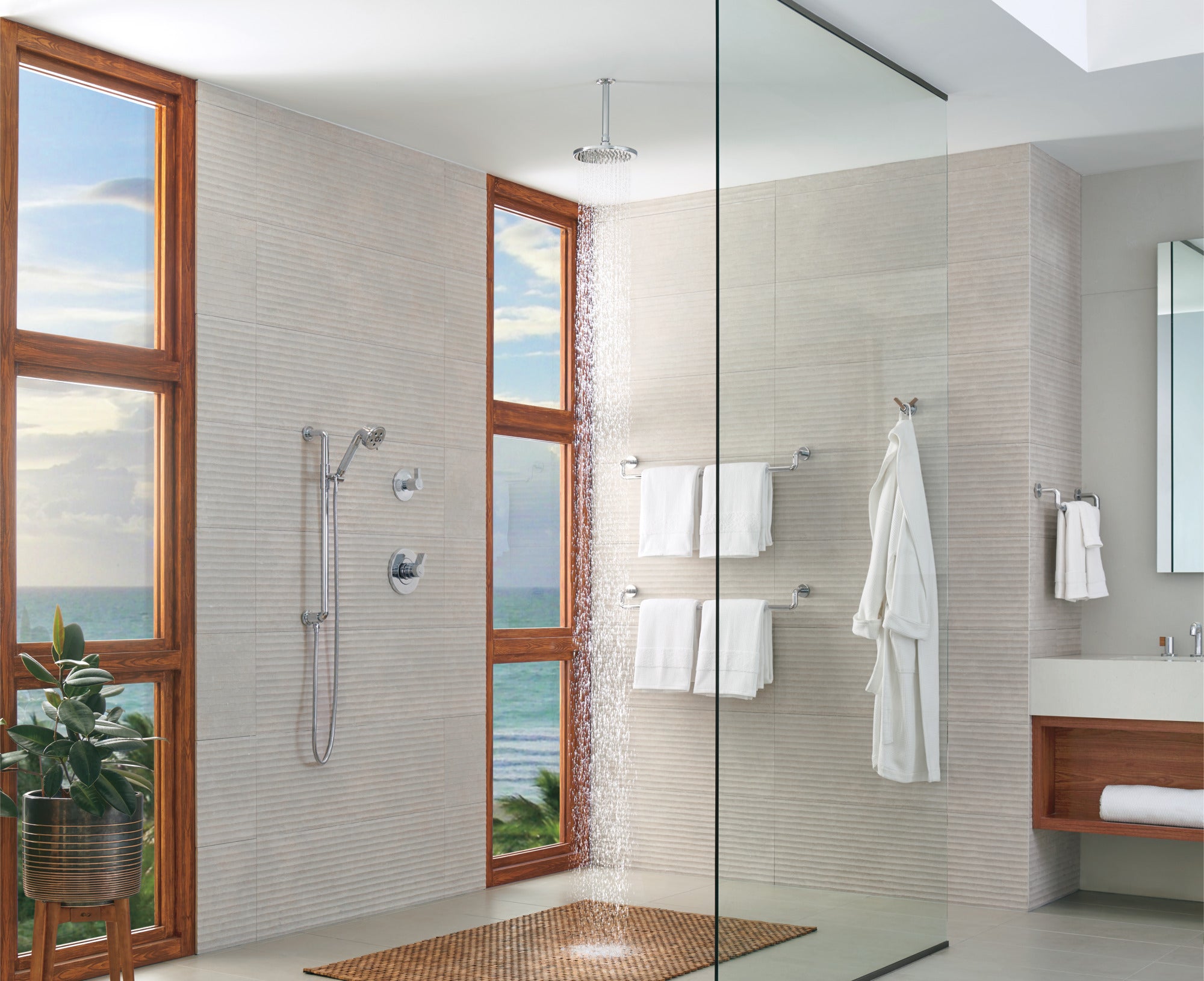 polished chrome / teak wood handle kit