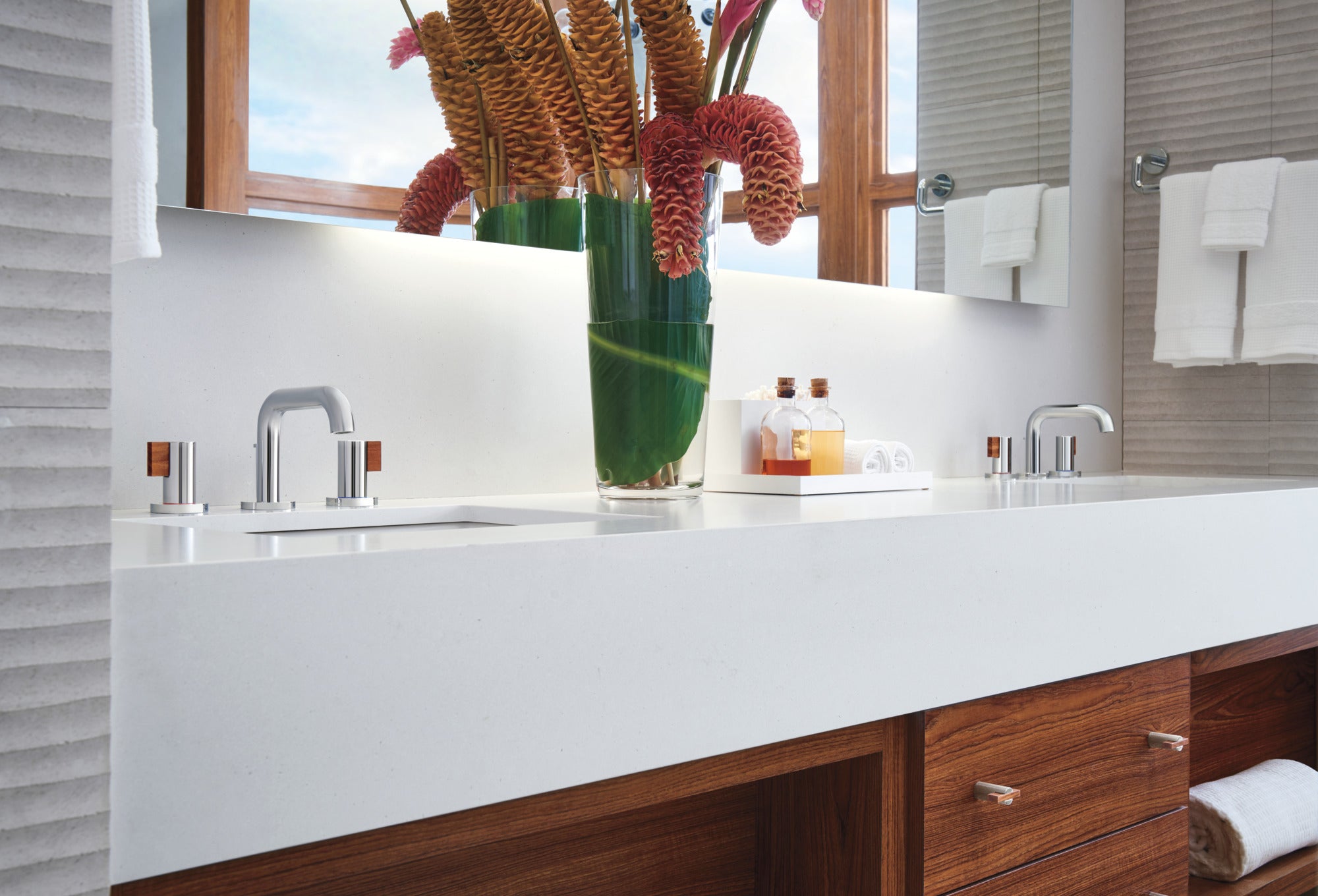 polished chrome / teak wood handle kit