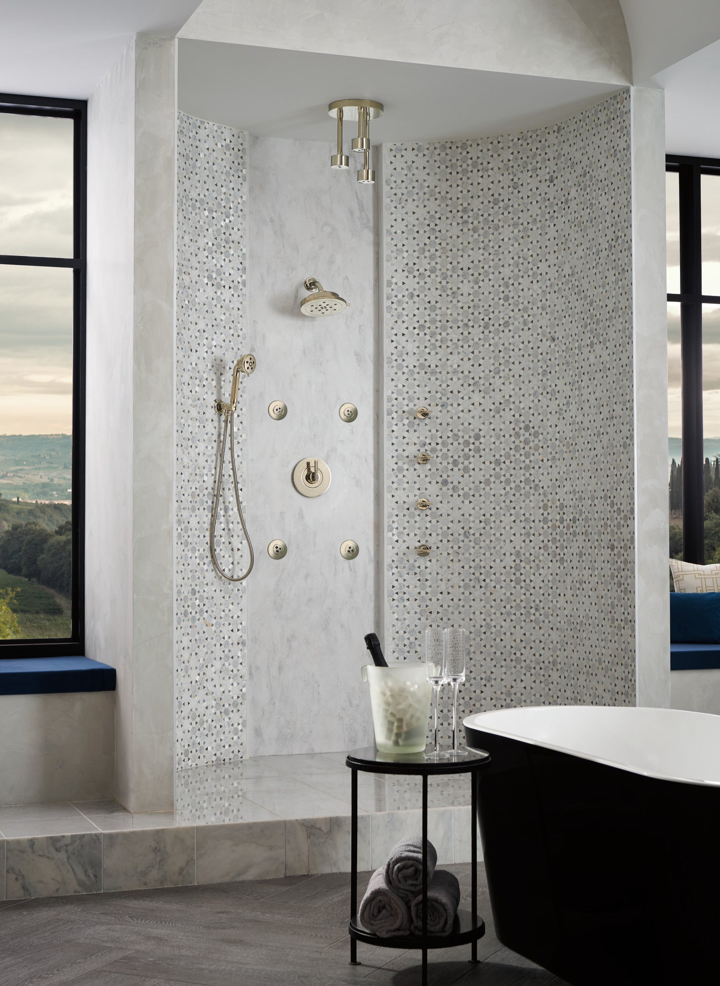 polished nickel shower arm and flange