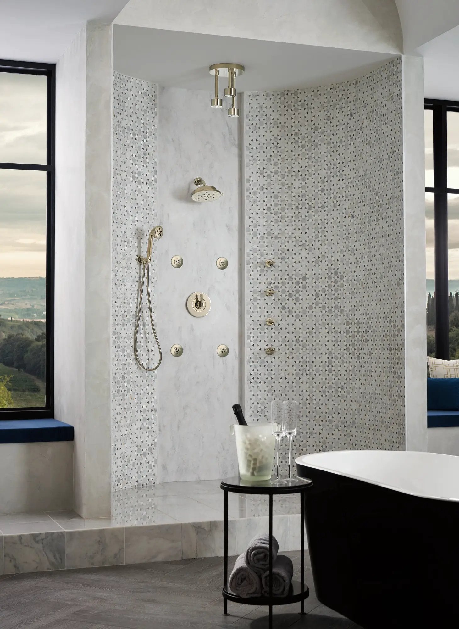 polished nickel shower arm and flange