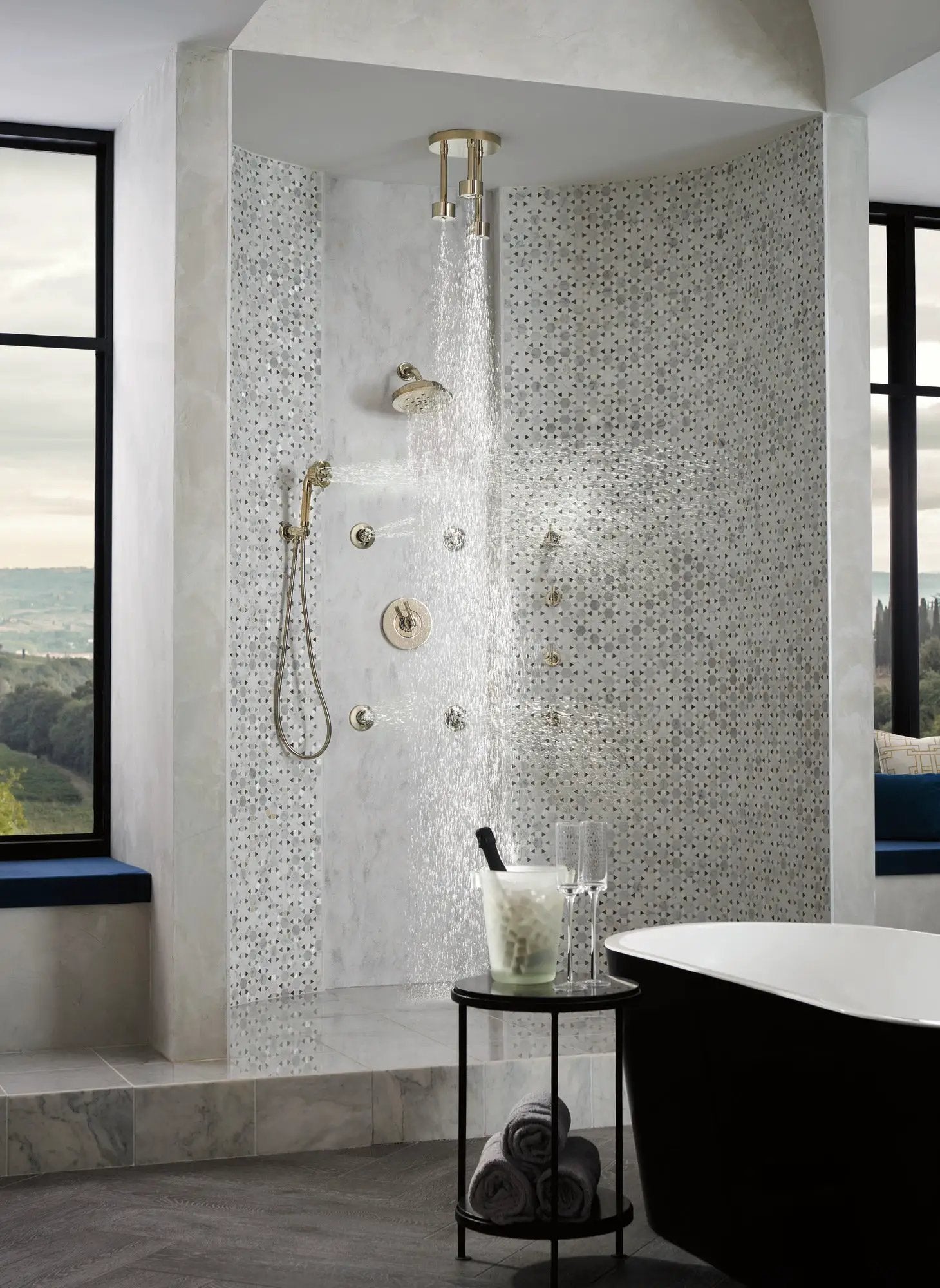 polished nickel shower arm and flange