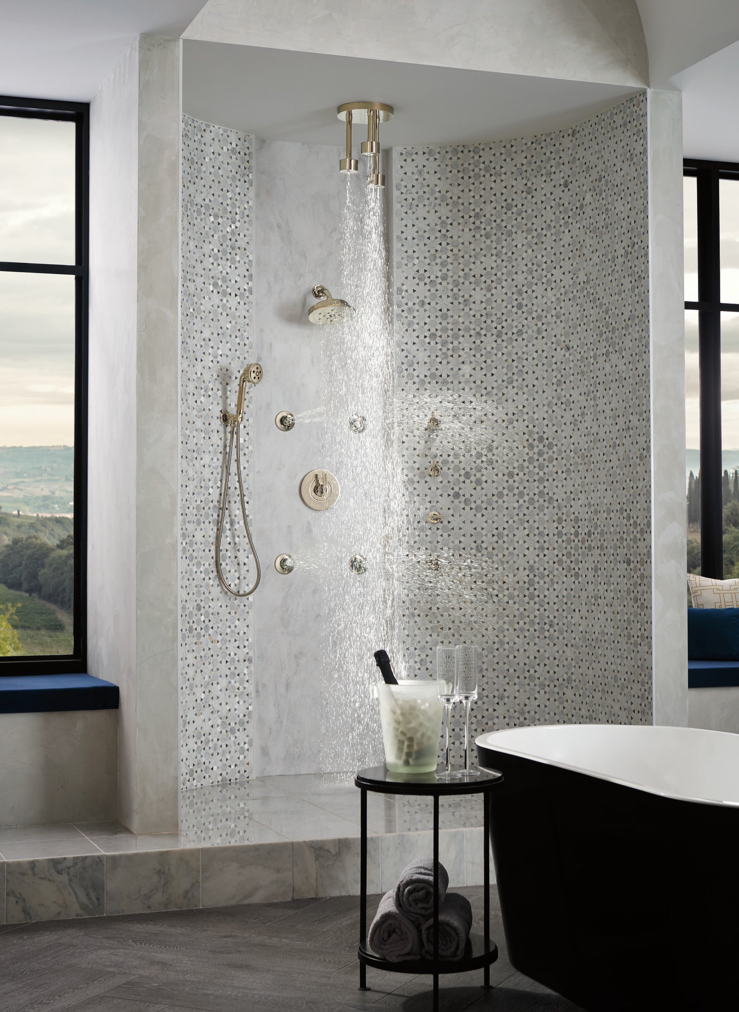 polished nickel shower arm and flange