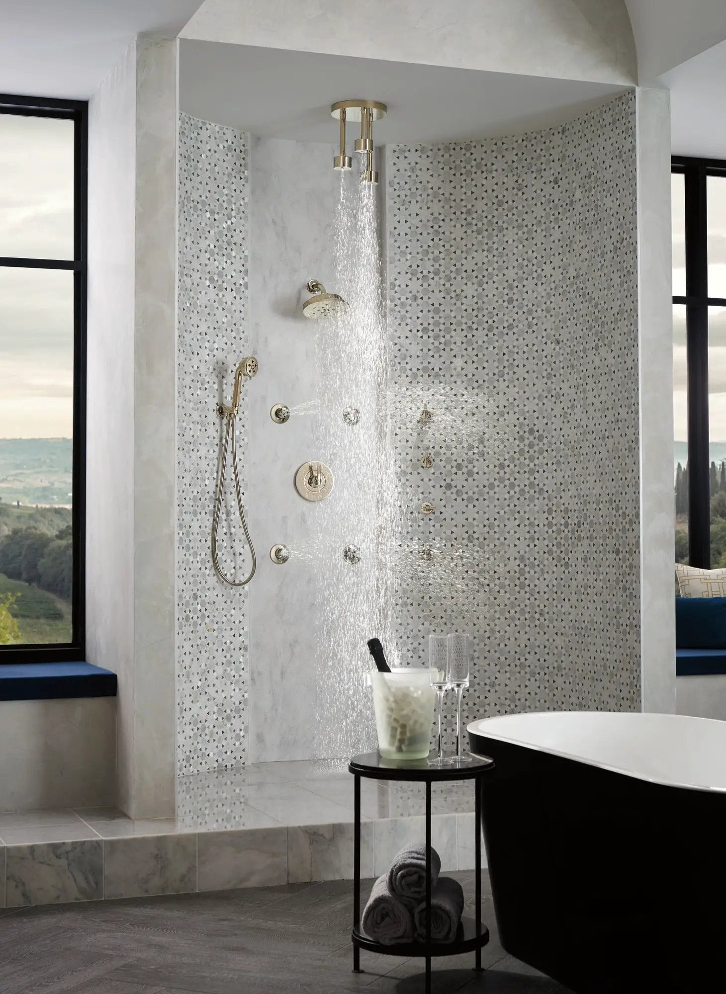 polished nickel shower arm and flange