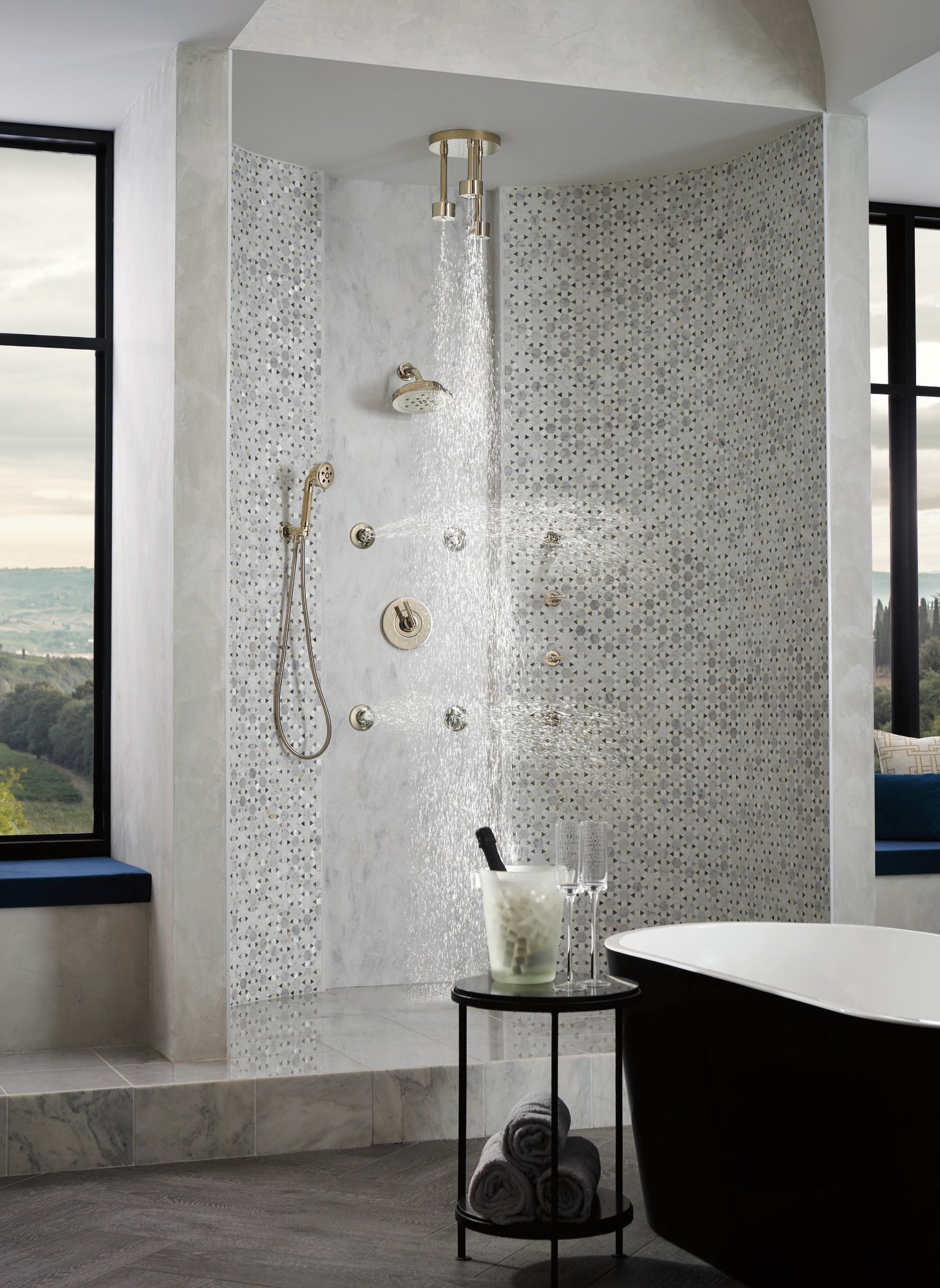 polished nickel shower arm and flange