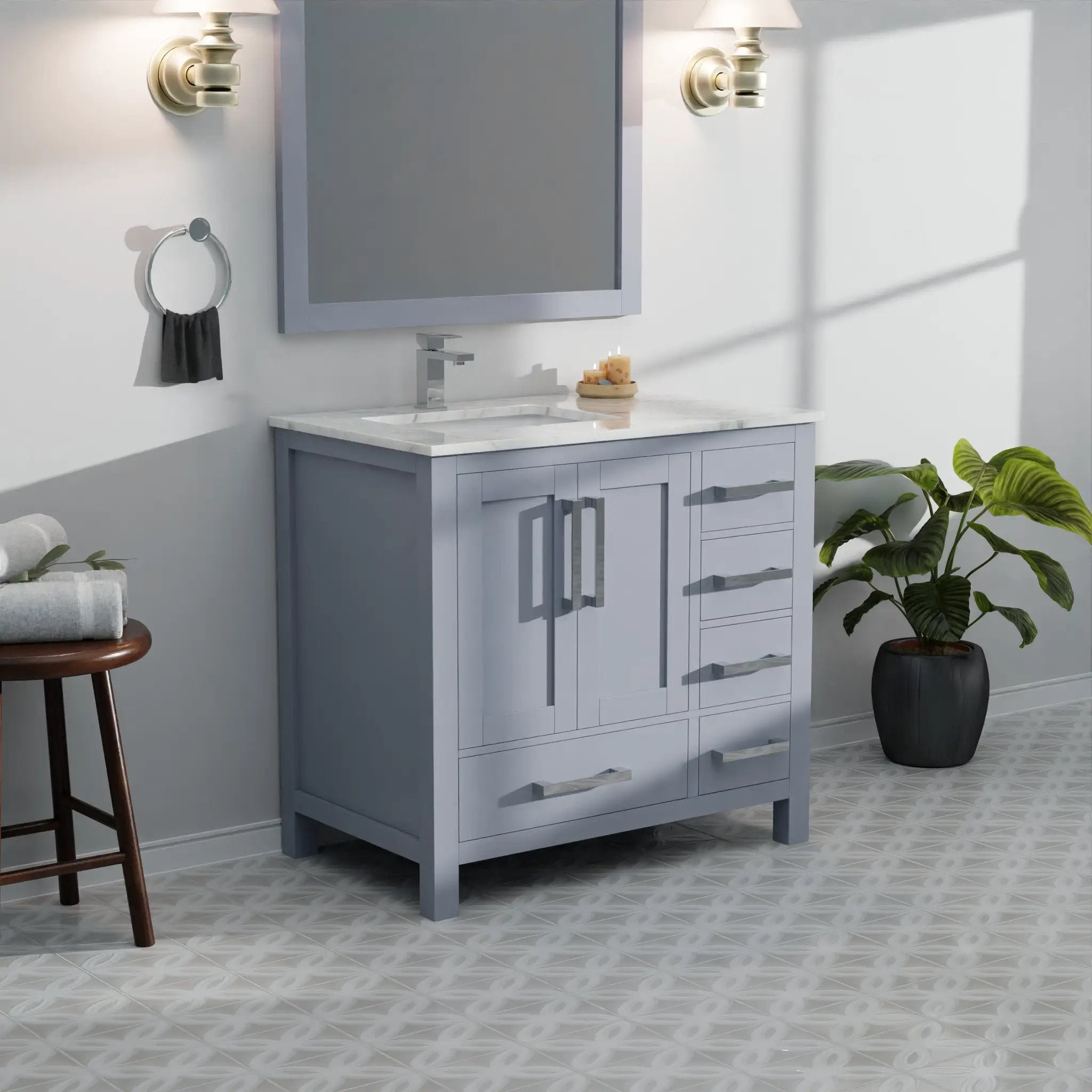 dark grey vanity