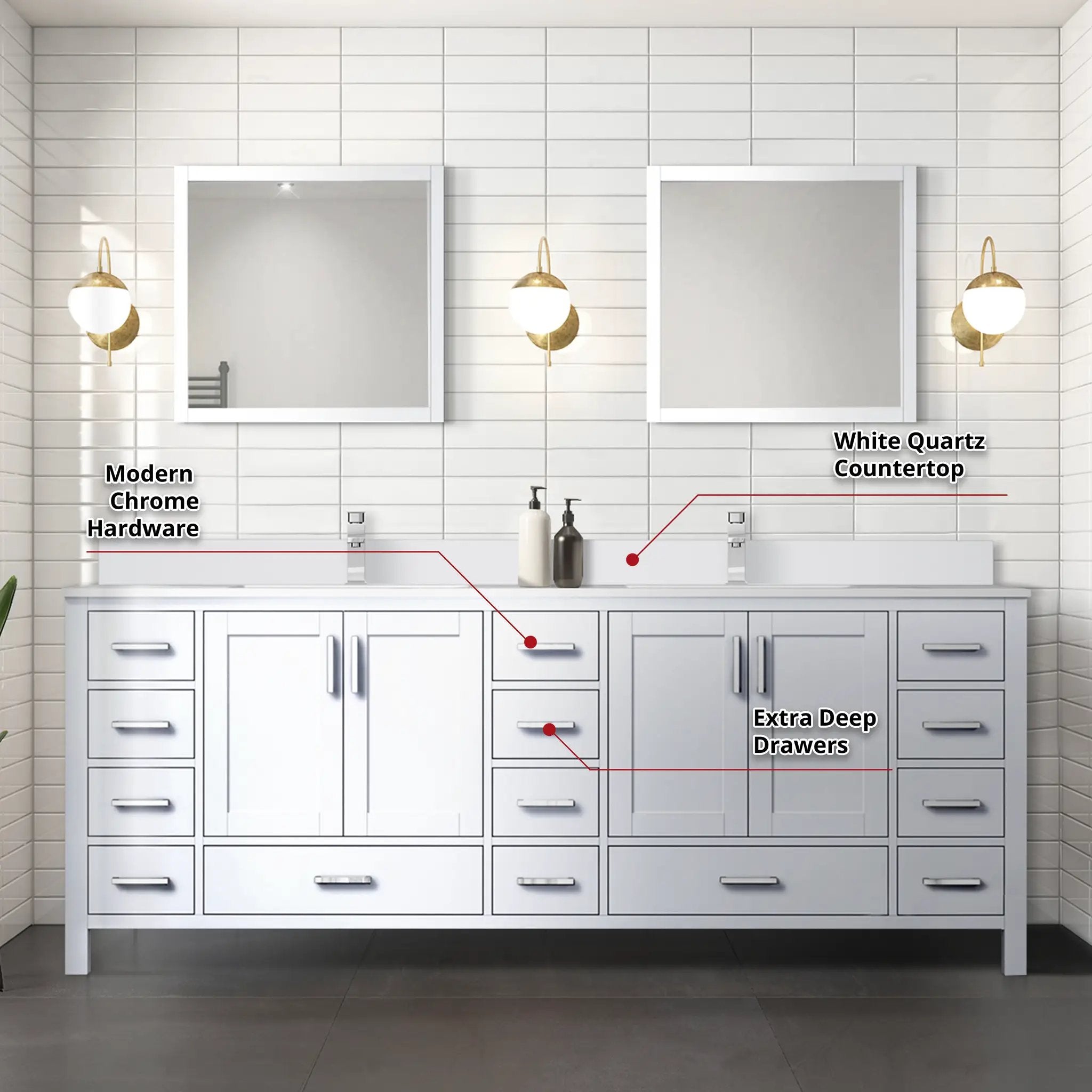Lexora Jacques 84 in. W x 22 in. D Double Bath Vanity by Lexora