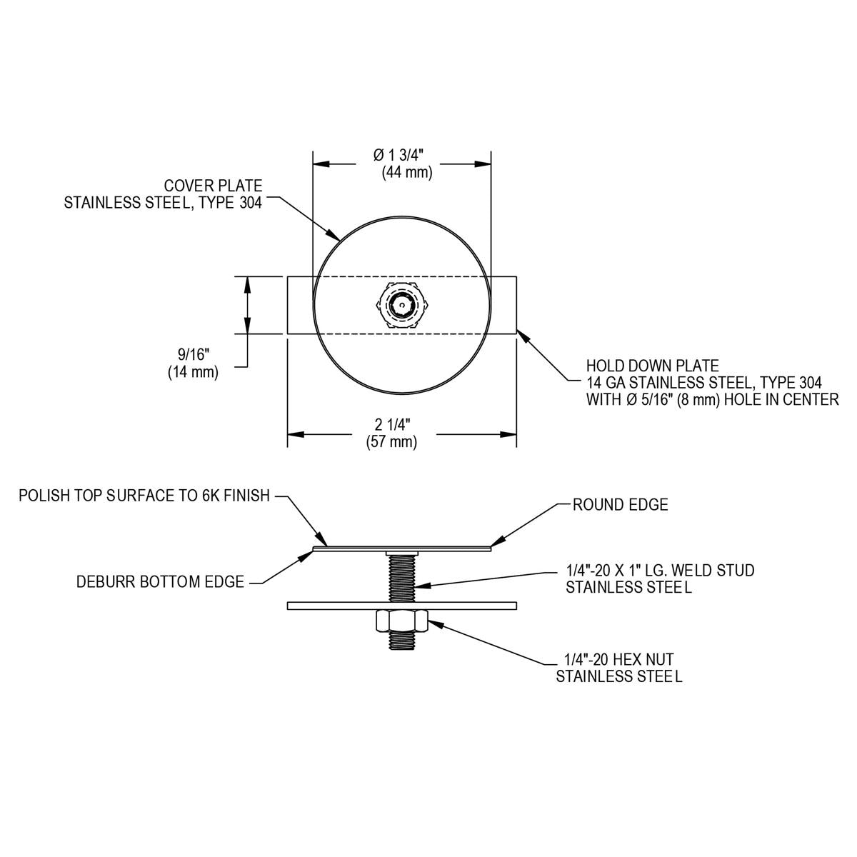 brushed bolt-on faucet hole cover
