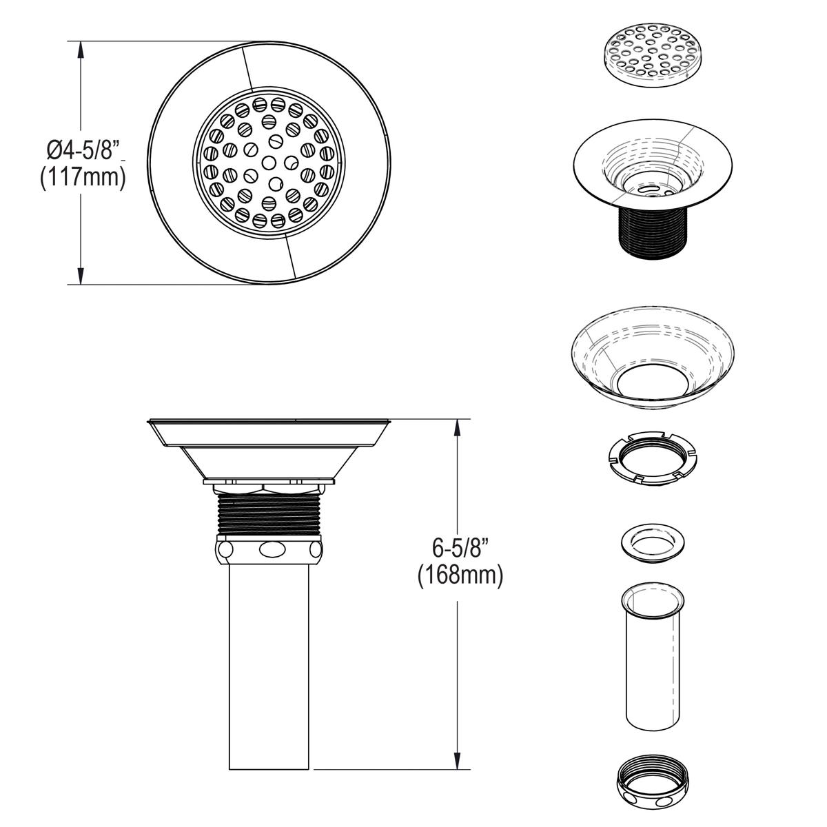 polished stainless steel drain