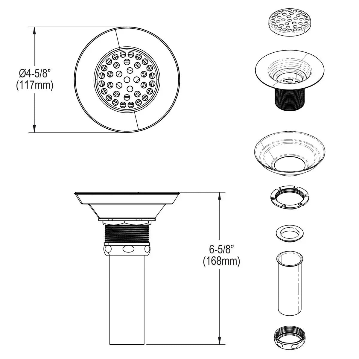 polished nickel drain