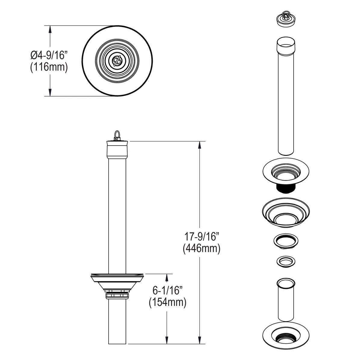 polished stainless steel drain