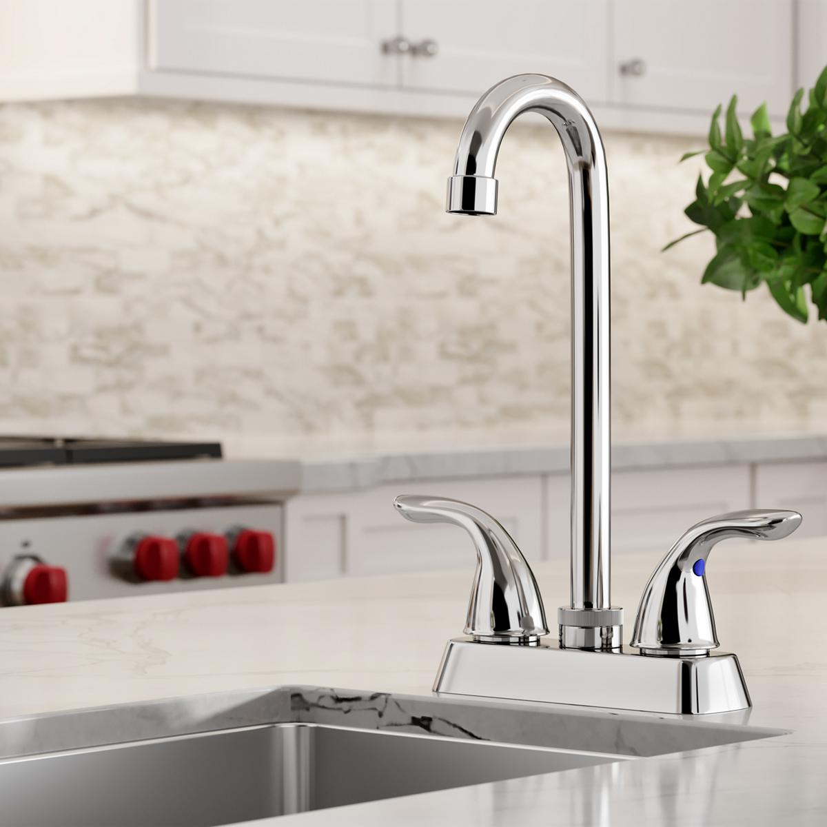 chrome deck mount faucet