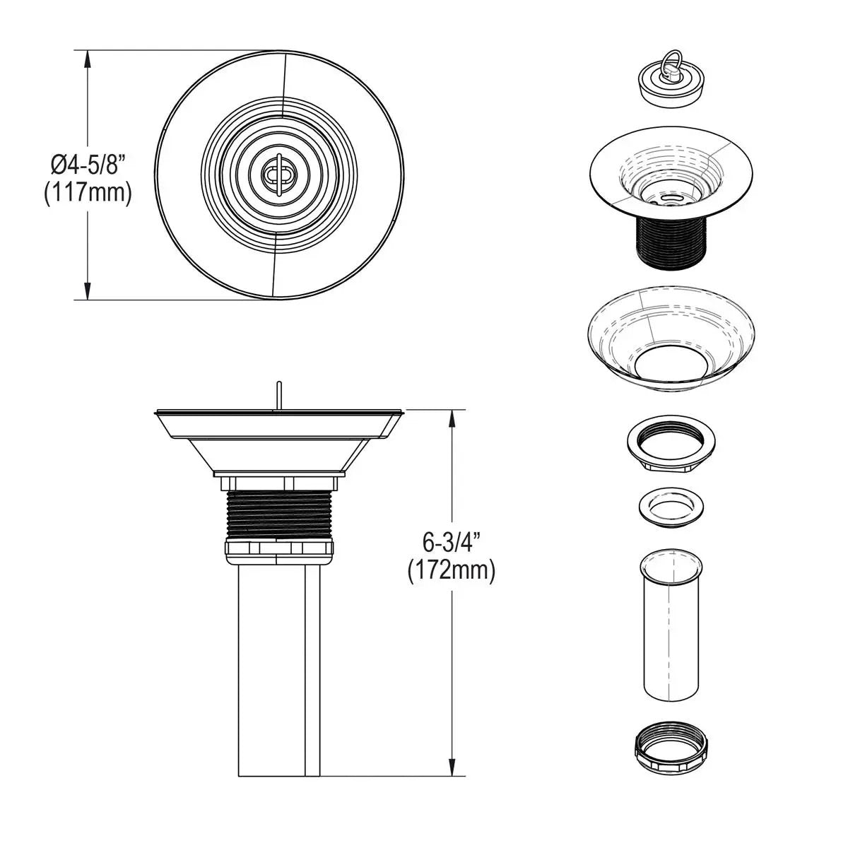 polished stainless steel drain
