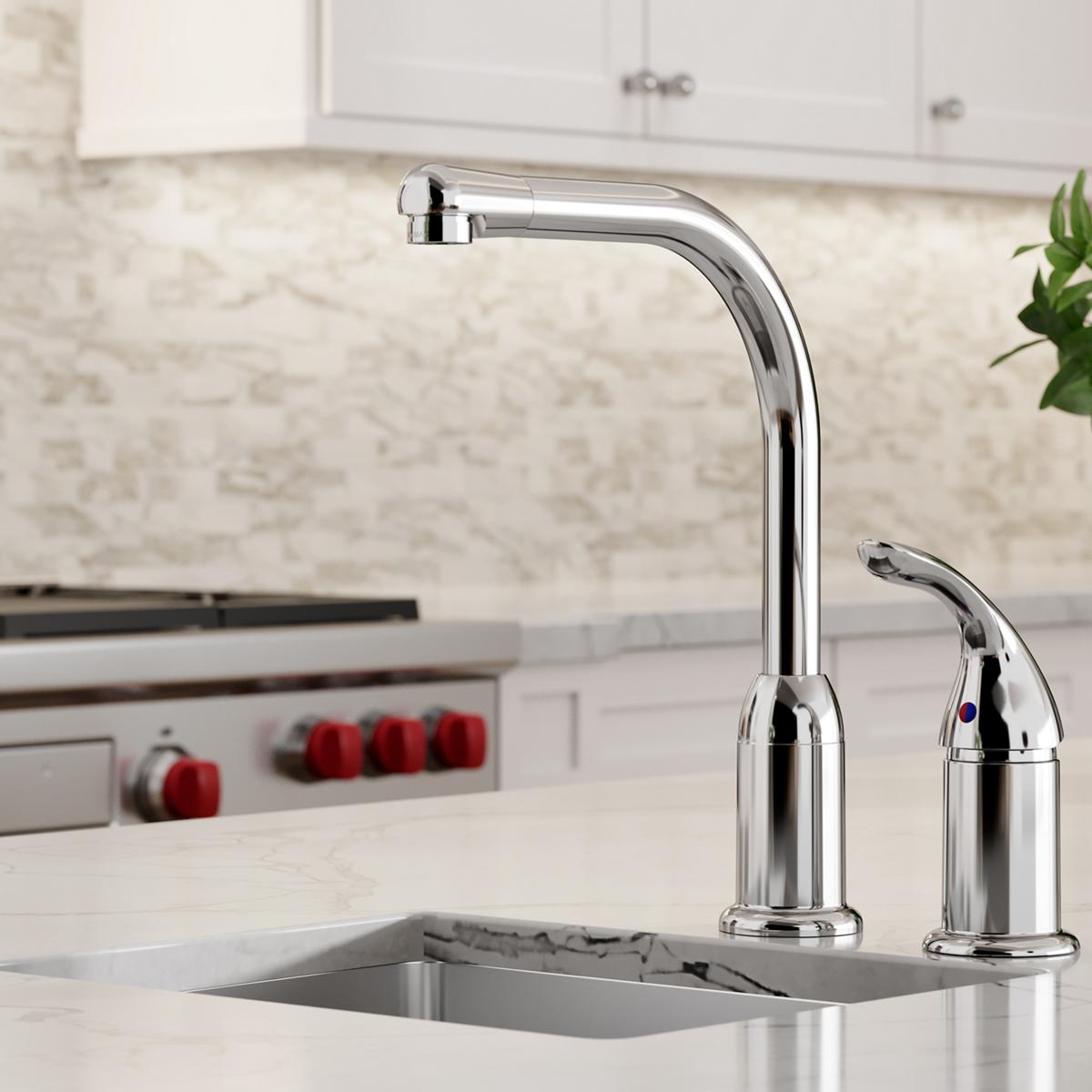 chrome deck mount faucet