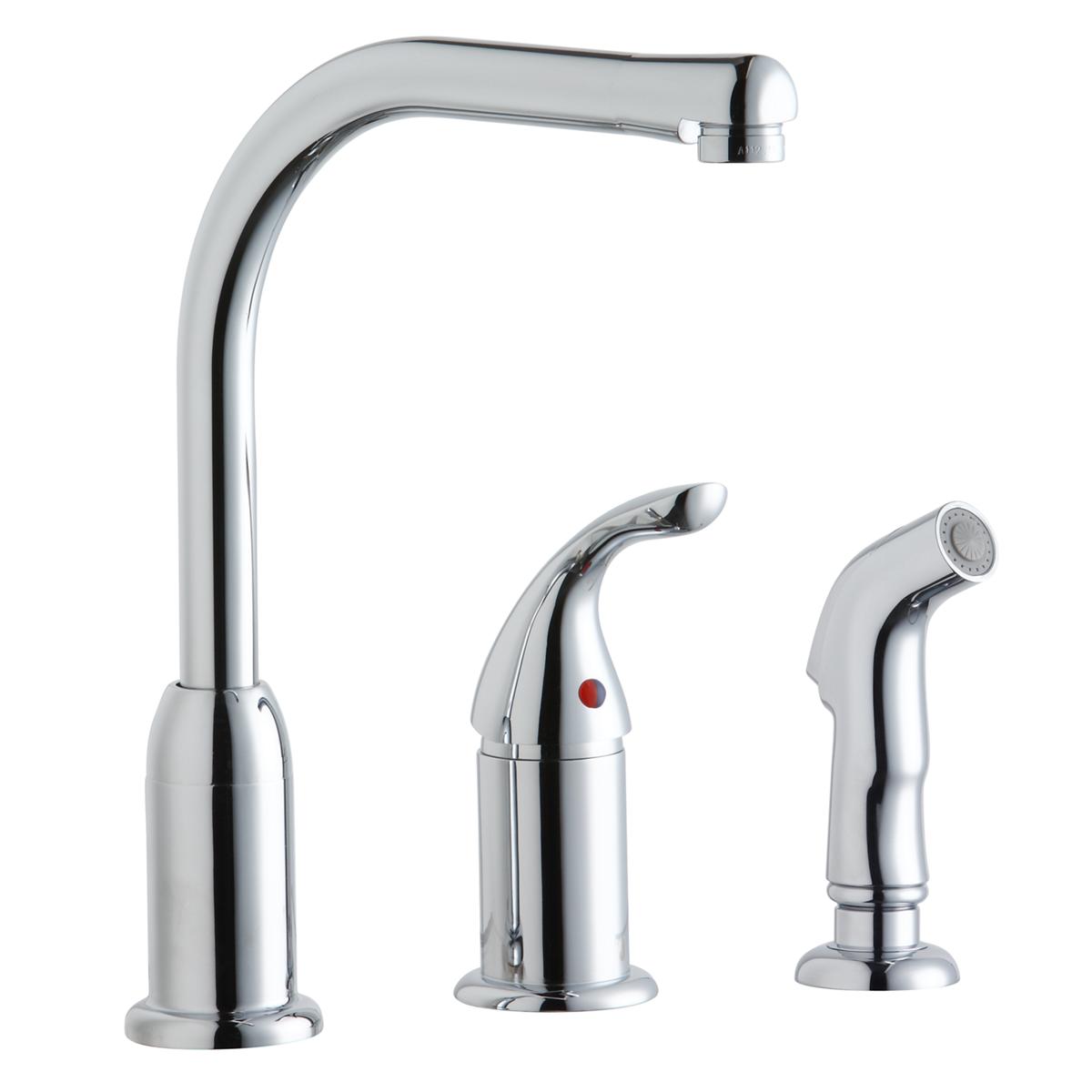 Elkay Everyday Kitchen Deck Mount Faucet with Remote Lever Handle and Side Spray