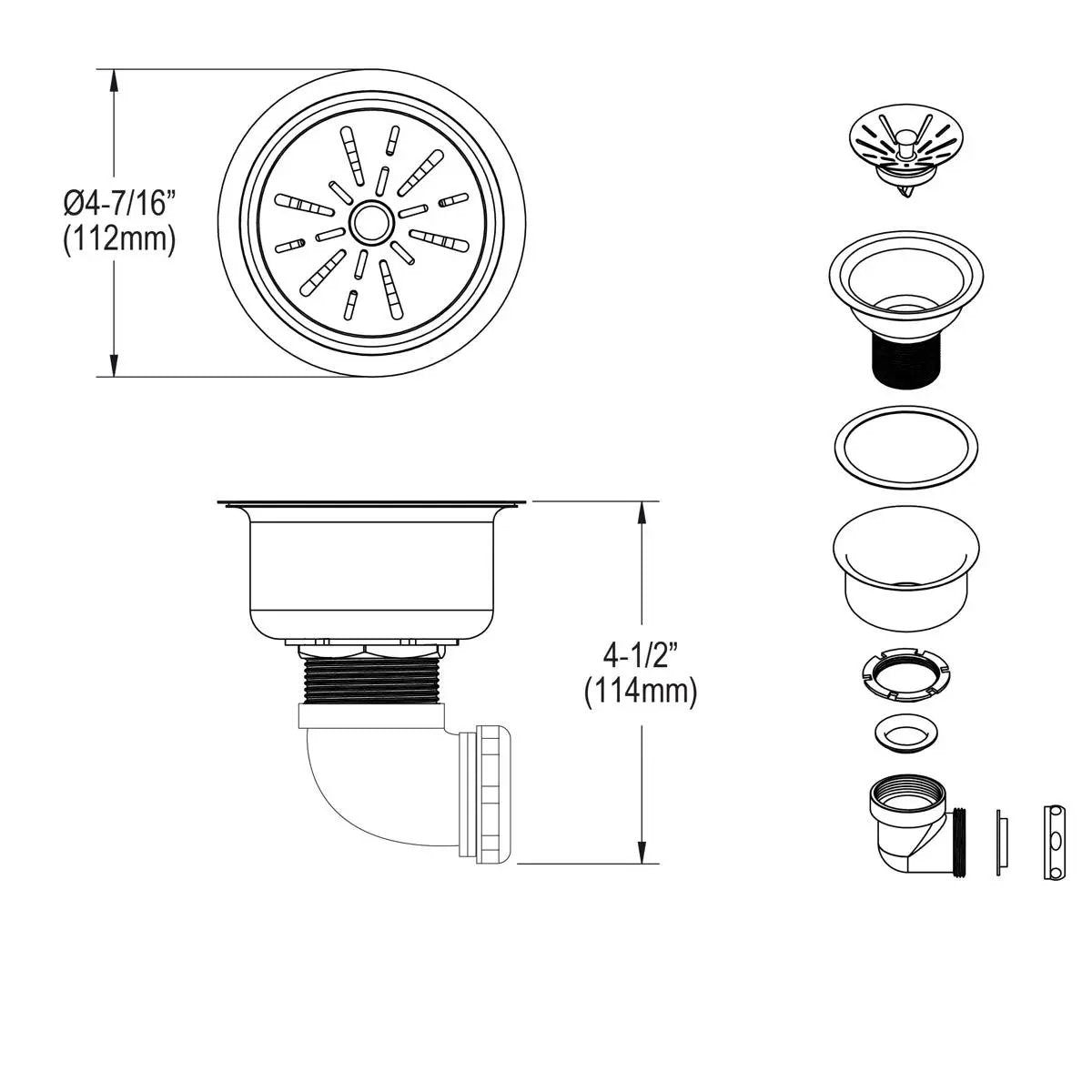 polished stainless steel drain strainer basket