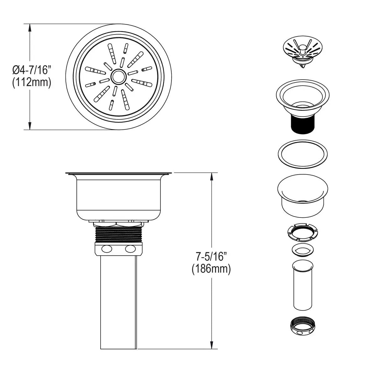 polished stainless steel drain strainer basket
